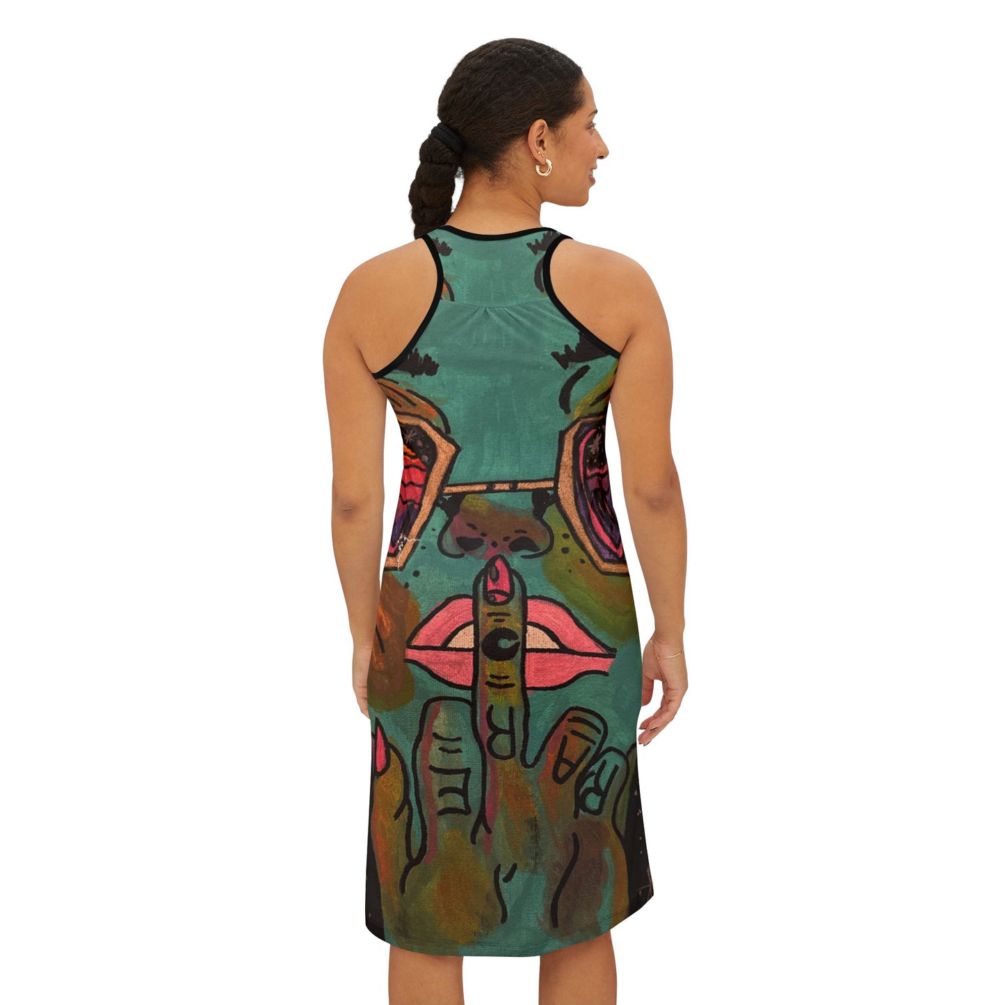 Chic Women's Racerback Dress with Artistic Design, Summer Dress, Casual Wear, Festival Outfit, Unique Gift