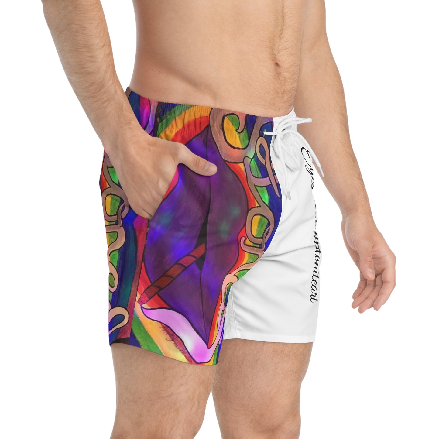 Vibrant Swim Trunks for Pride, Colorful Beachwear, Festival Swim Shorts, Unique AOP Trunks, Summer Pool Attire