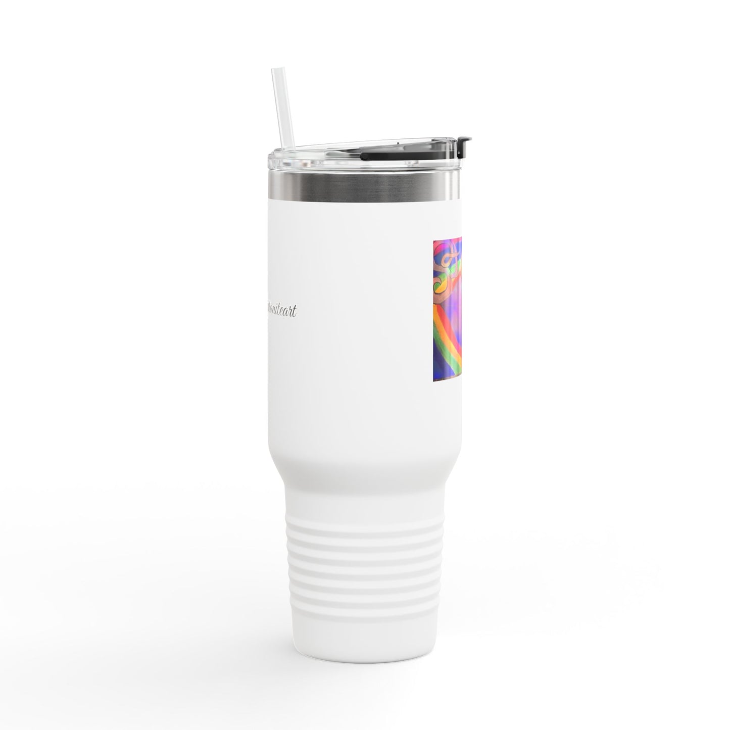 Rainbow Lip Insulated Travel Mug, 40oz - Colorful Drinkware for Road Trips, Outdoor Adventures, Gatherings, Gifts