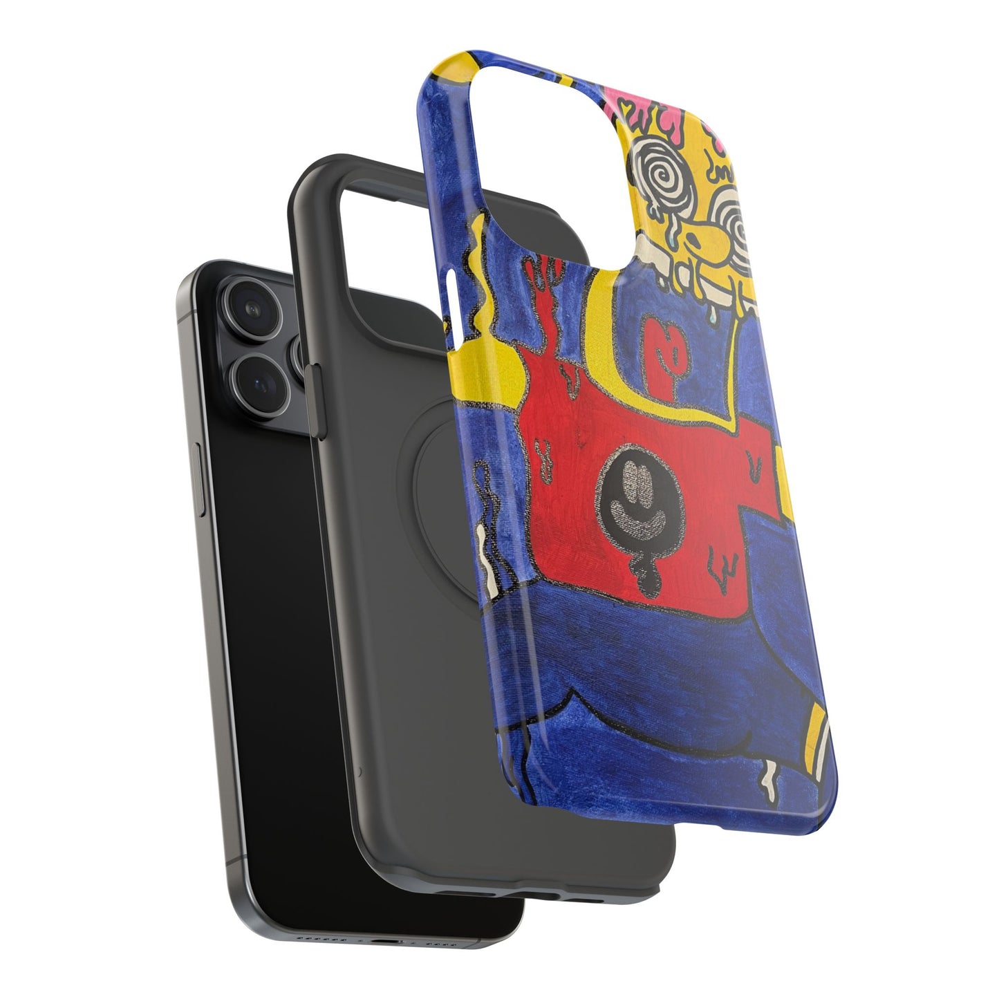 Colorful Impact-Resistant Phone Cases - Funky Artwork Cover, Phone Protection, Unique Gift, Fun Design, Cartoon Style