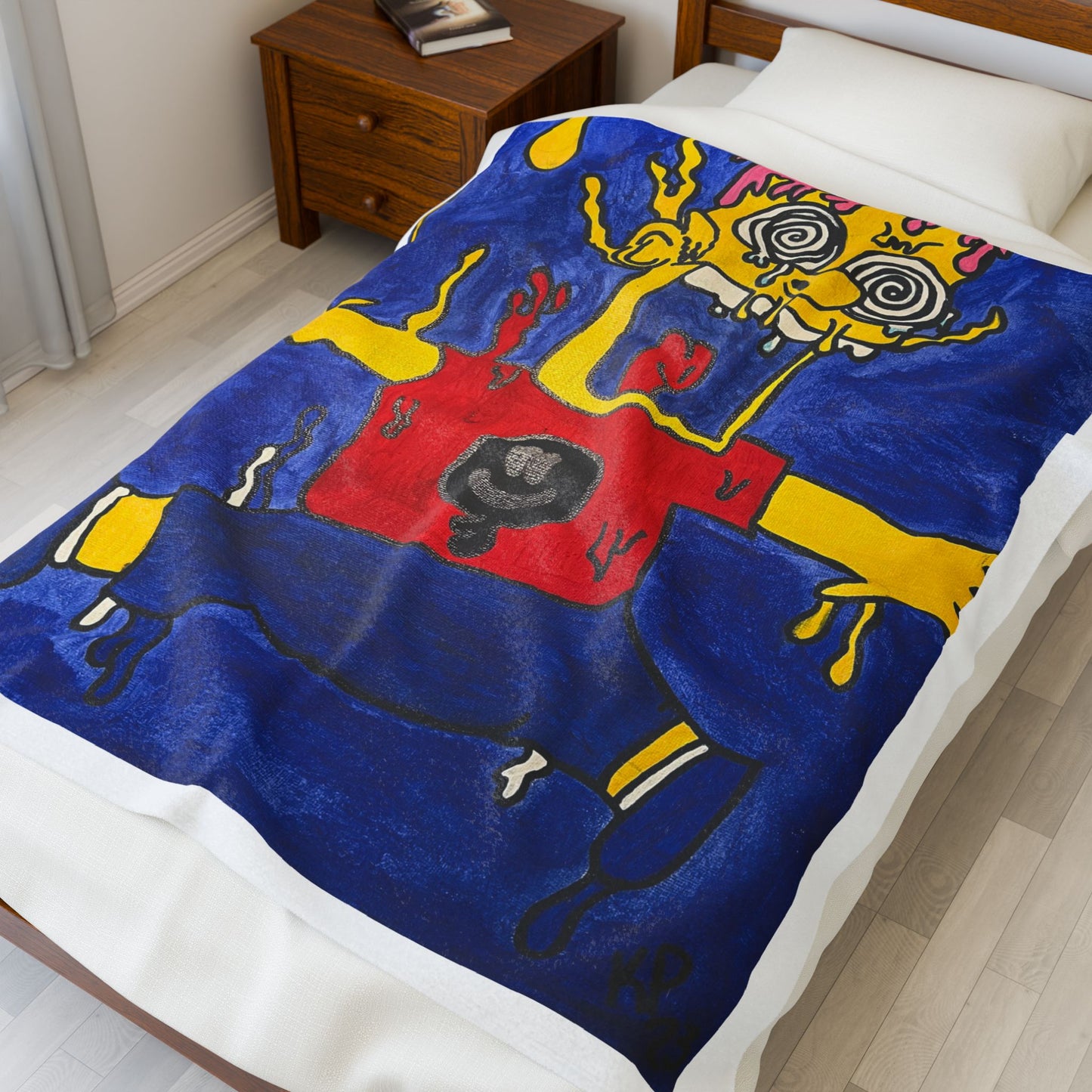 Vibrant Cartoon-Inspired Velveteen Plush Blanket, Cozy Throw, Gift for Kids, Unique Home Decor, Snuggly Blanket for All Occasions