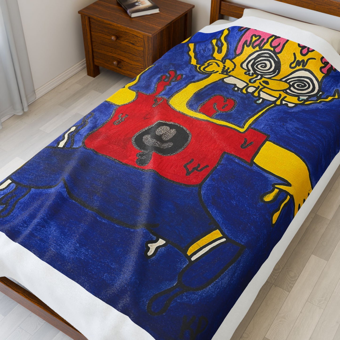 Vibrant Cartoon-Inspired Velveteen Plush Blanket, Cozy Throw, Gift for Kids, Unique Home Decor, Snuggly Blanket for All Occasions