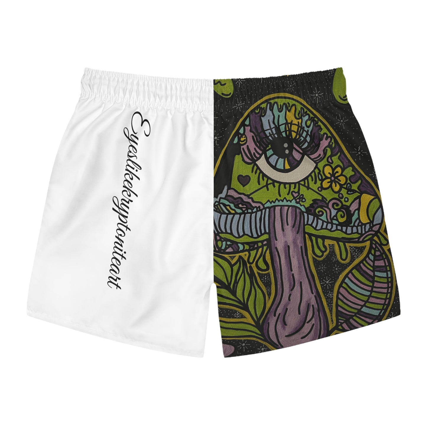 Psychedelic Swim Trunks, Colorful Men's Swim Shorts, Beachwear, Summer Vacation, Festival Attire, Unique Swimwear