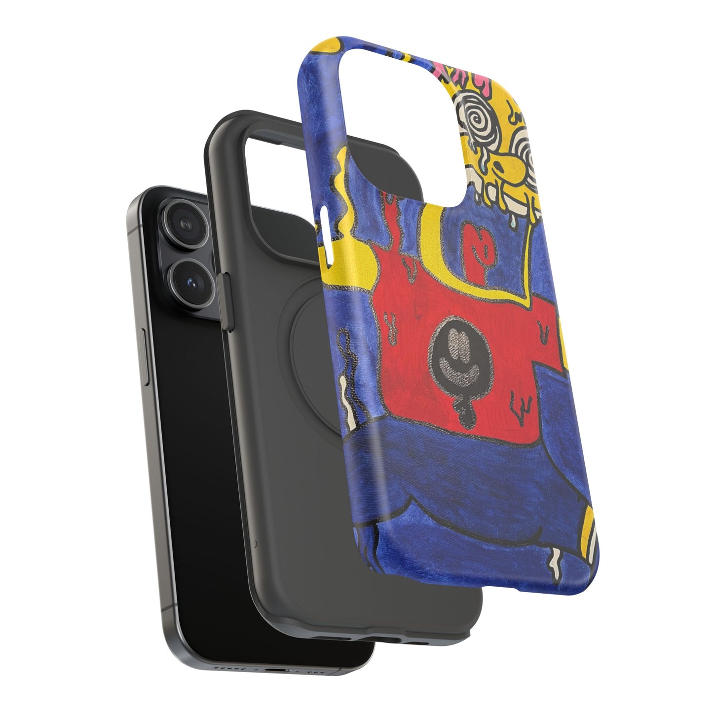 Colorful Impact-Resistant Phone Cases - Funky Artwork Cover, Phone Protection, Unique Gift, Fun Design, Cartoon Style