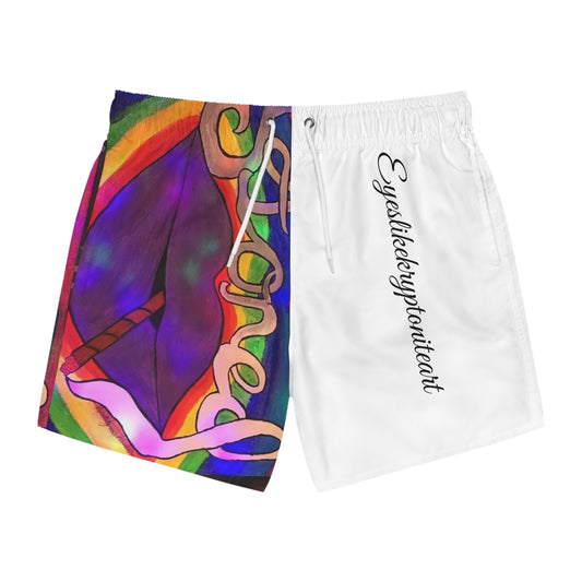 Vibrant Swim Trunks for Pride, Colorful Beachwear, Festival Swim Shorts, Unique AOP Trunks, Summer Pool Attire