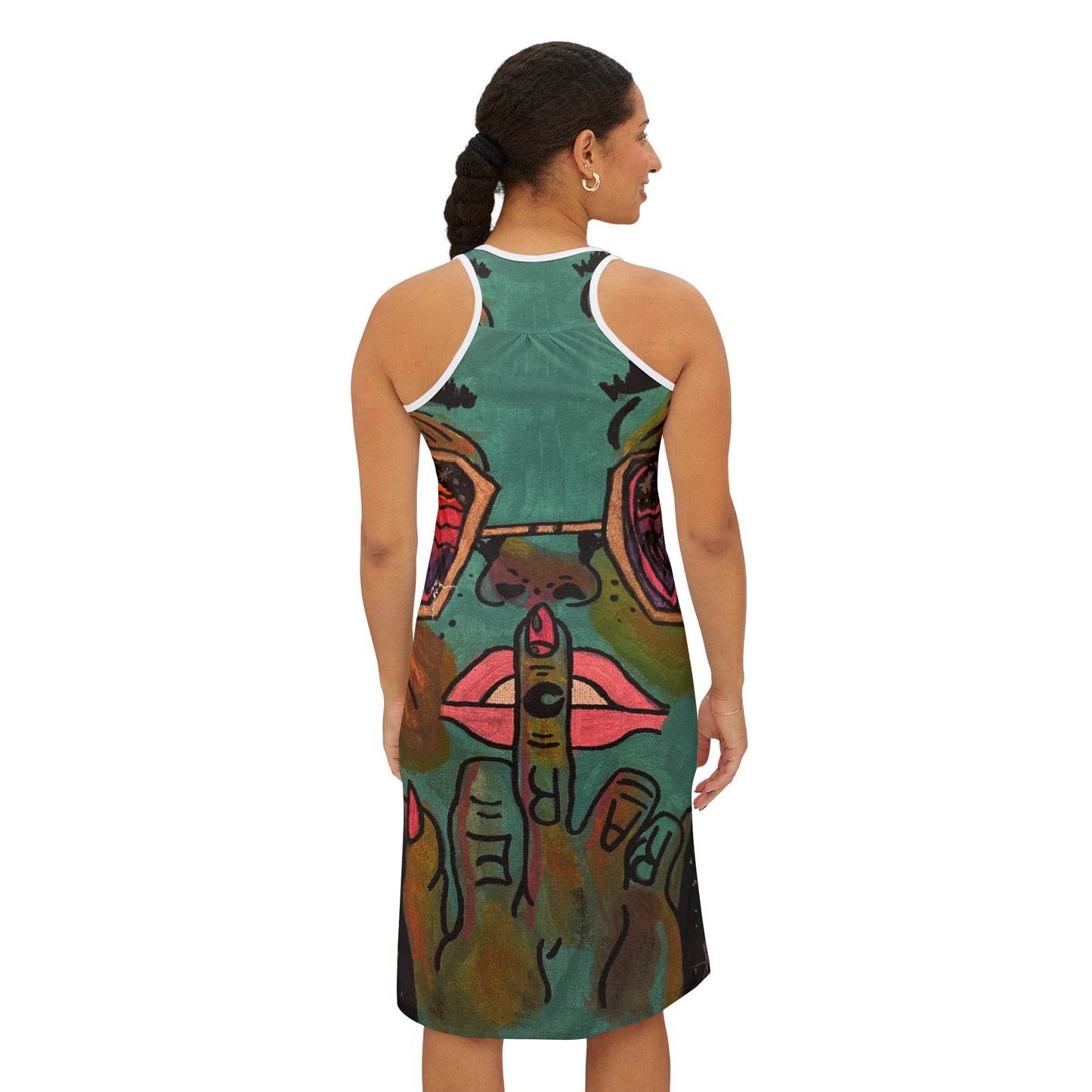 Chic Women's Racerback Dress with Artistic Design, Summer Dress, Casual Wear, Festival Outfit, Unique Gift