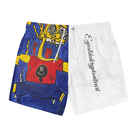 Colorful Cartoon Swim Trunks, Fun Beachwear, Summer Vacation Shorts, Pool Party Gear, Unique Gift for Kids & Adults