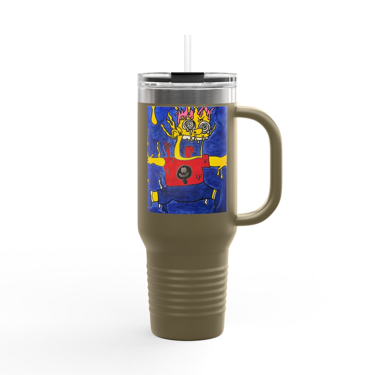 Vibrant Insulated Travel Mug - 40oz, Unique Artwork, Great for Gifts, Outdoor Adventures, Coffee Lovers, Personalized Drinkware
