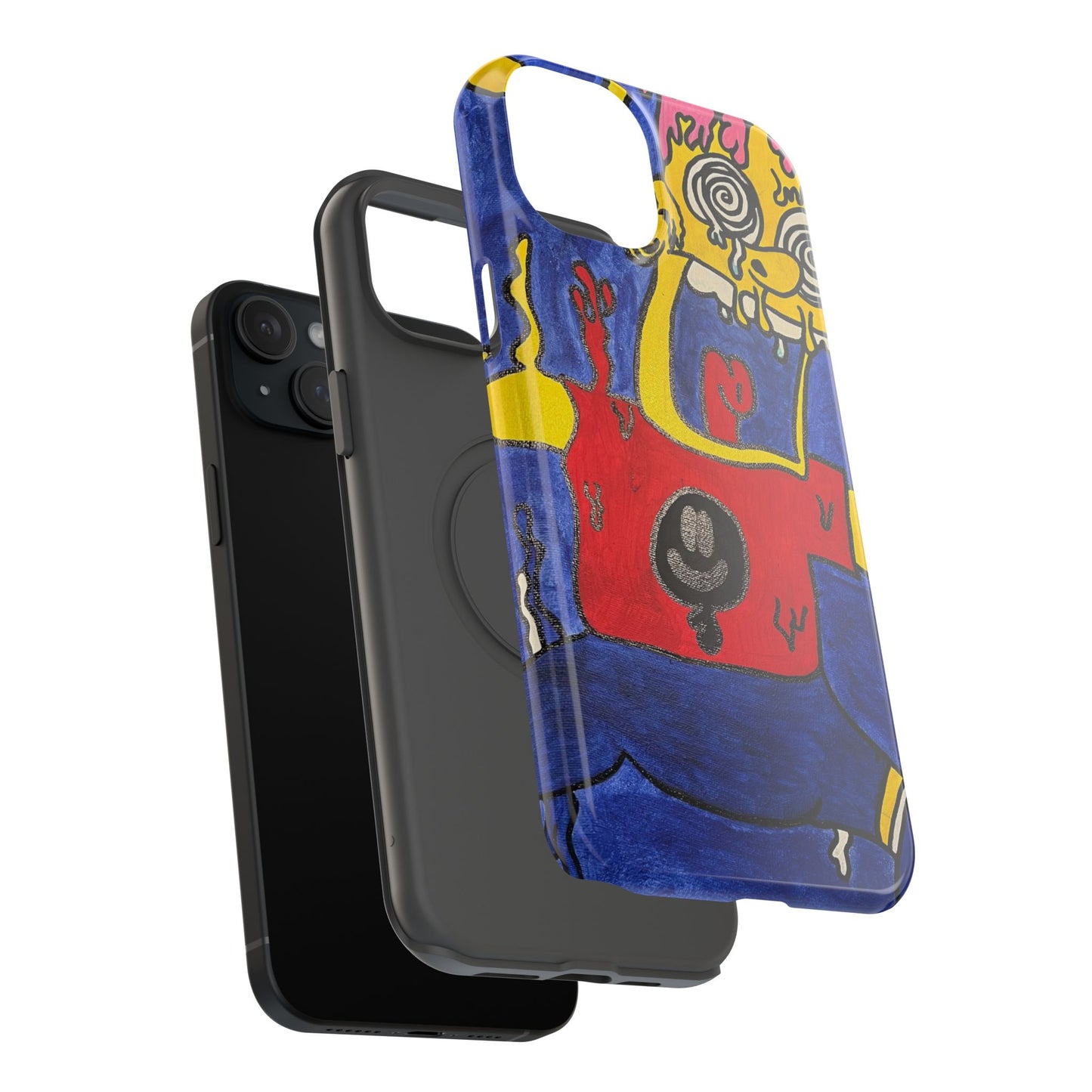 Colorful Impact-Resistant Phone Cases - Funky Artwork Cover, Phone Protection, Unique Gift, Fun Design, Cartoon Style