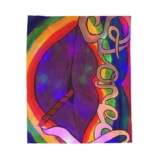 Colorful Stoned Velveteen Plush Blanket | Cozy Throw for Relaxation, Home Decor, Gifts, Chill Vibes, Festival Celebrations