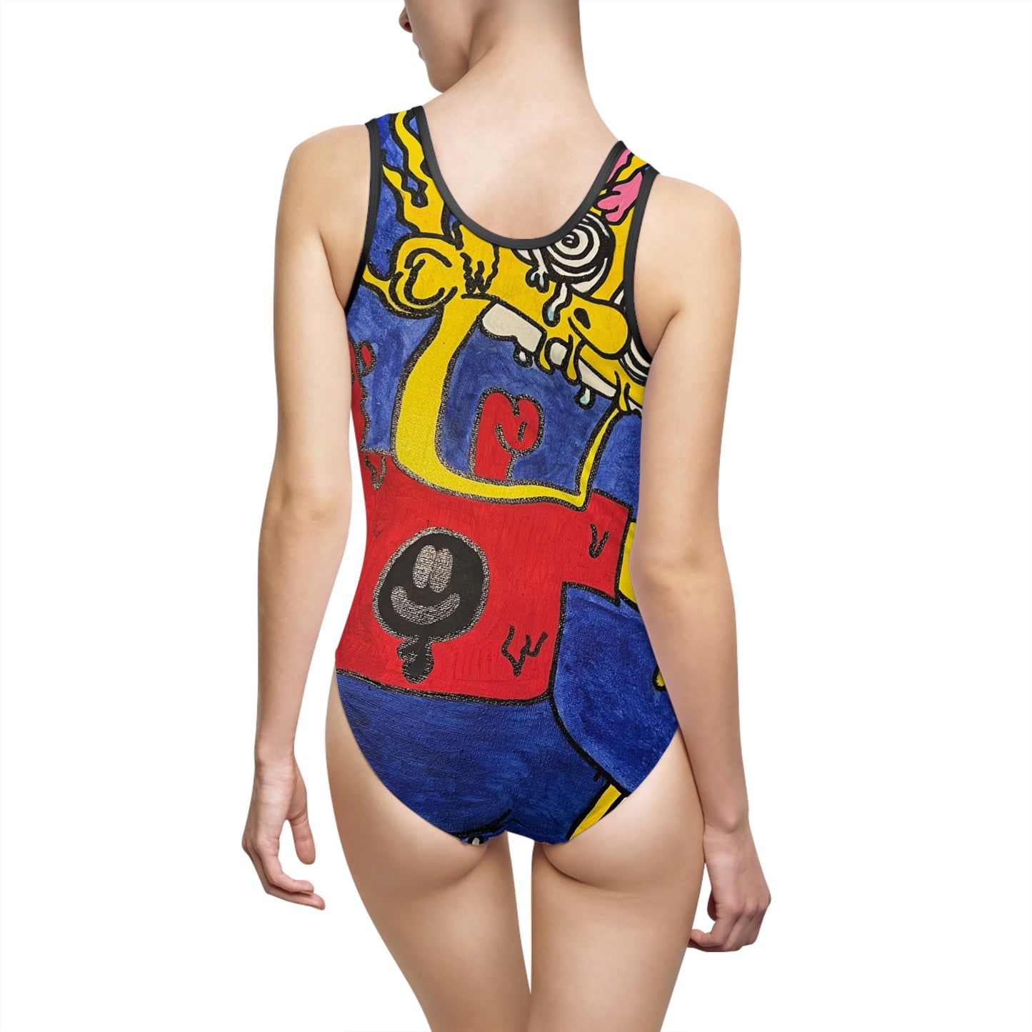 Colorful Artistic One-Piece Swimsuit, Unique Swimwear, Summer Beachwear, Vibrant Beach Outfit, Fun Poolside Ensemble