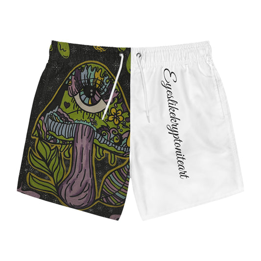Psychedelic Swim Trunks, Colorful Men's Swim Shorts, Beachwear, Summer Vacation, Festival Attire, Unique Swimwear