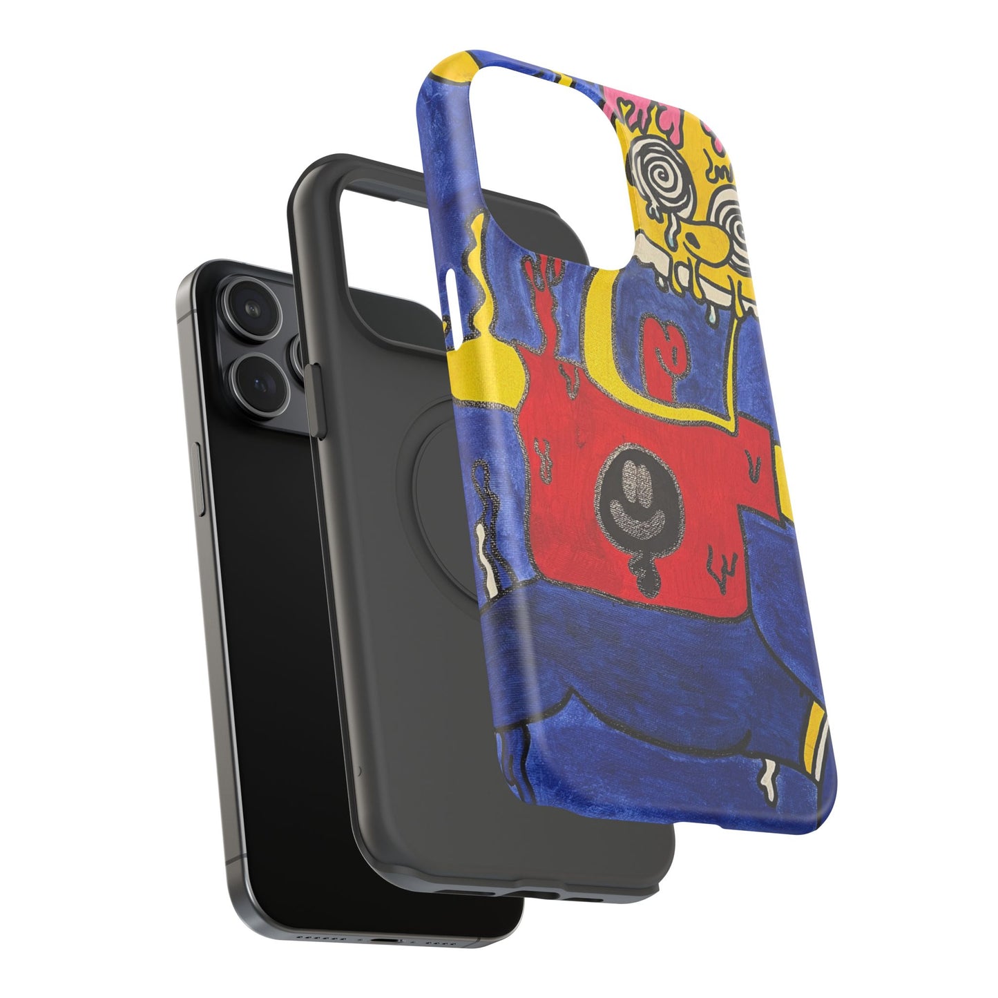 Colorful Impact-Resistant Phone Cases - Funky Artwork Cover, Phone Protection, Unique Gift, Fun Design, Cartoon Style