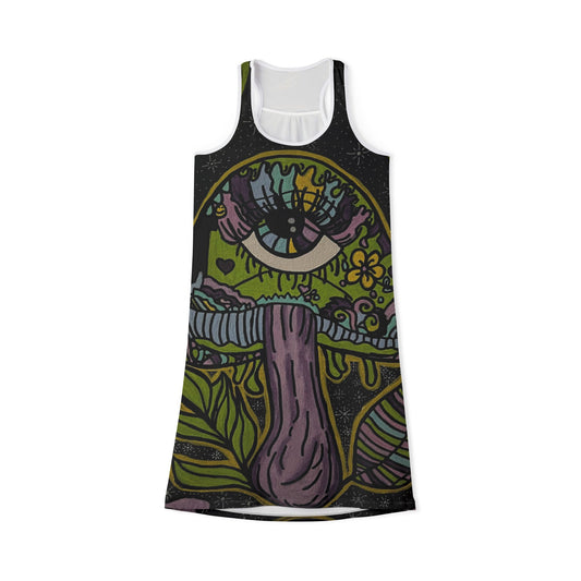 Psychedelic Art Racerback Dress for Free Spirits, Festival Outfit, Bohemian Summer Dress, Vibrant Beach Dress, Unique Party Wear