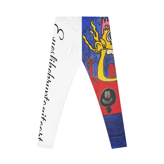 Colorful Graphic Leggings with Quirky Design, Funky Casual Wear, Unique Gift for Fashion Lovers, Trendy Activewear