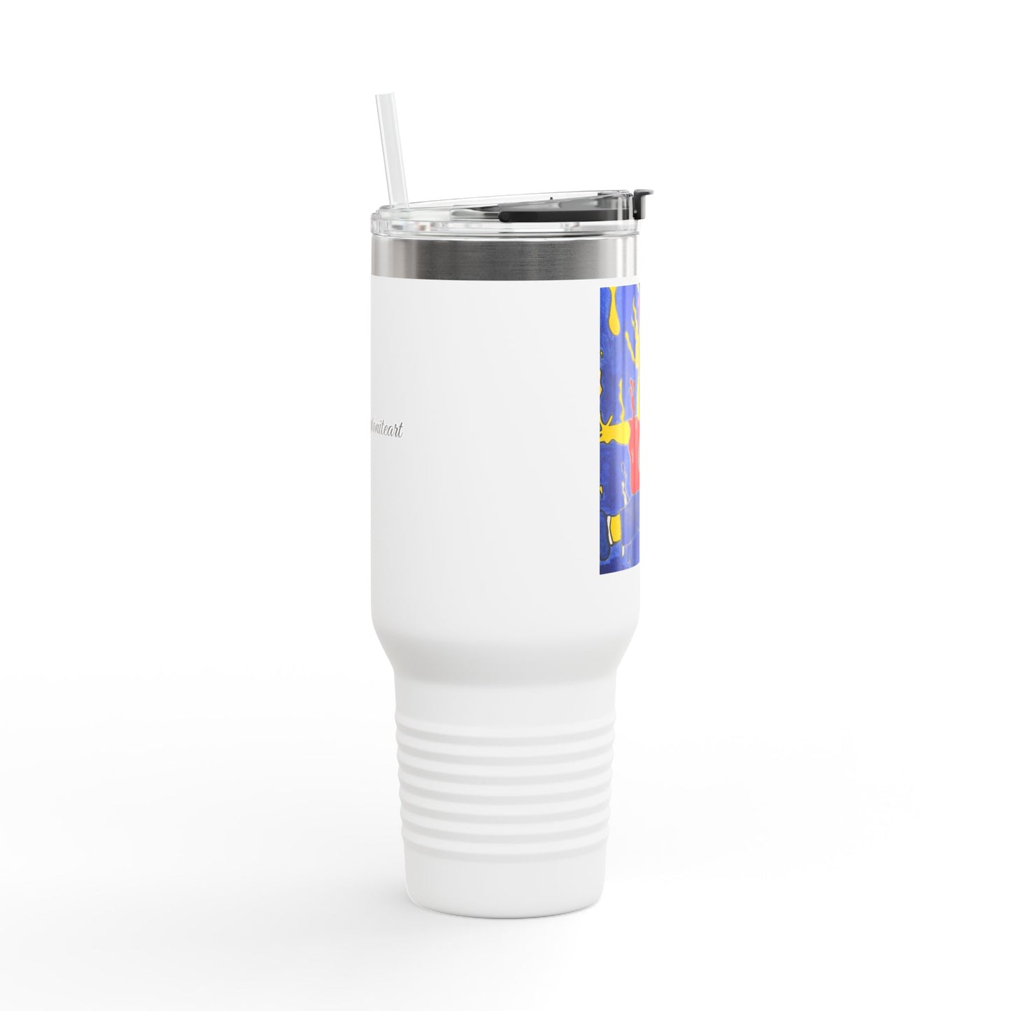Vibrant Insulated Travel Mug - 40oz, Unique Artwork, Great for Gifts, Outdoor Adventures, Coffee Lovers, Personalized Drinkware