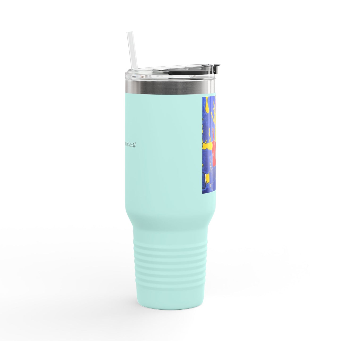 Vibrant Insulated Travel Mug - 40oz, Unique Artwork, Great for Gifts, Outdoor Adventures, Coffee Lovers, Personalized Drinkware