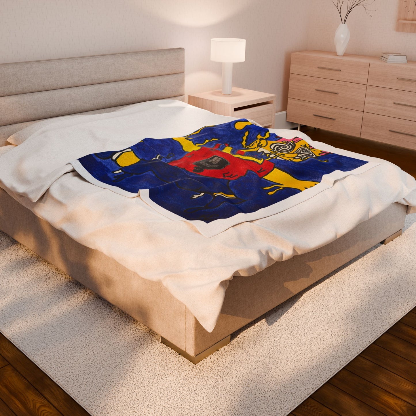 Vibrant Cartoon-Inspired Velveteen Plush Blanket, Cozy Throw, Gift for Kids, Unique Home Decor, Snuggly Blanket for All Occasions