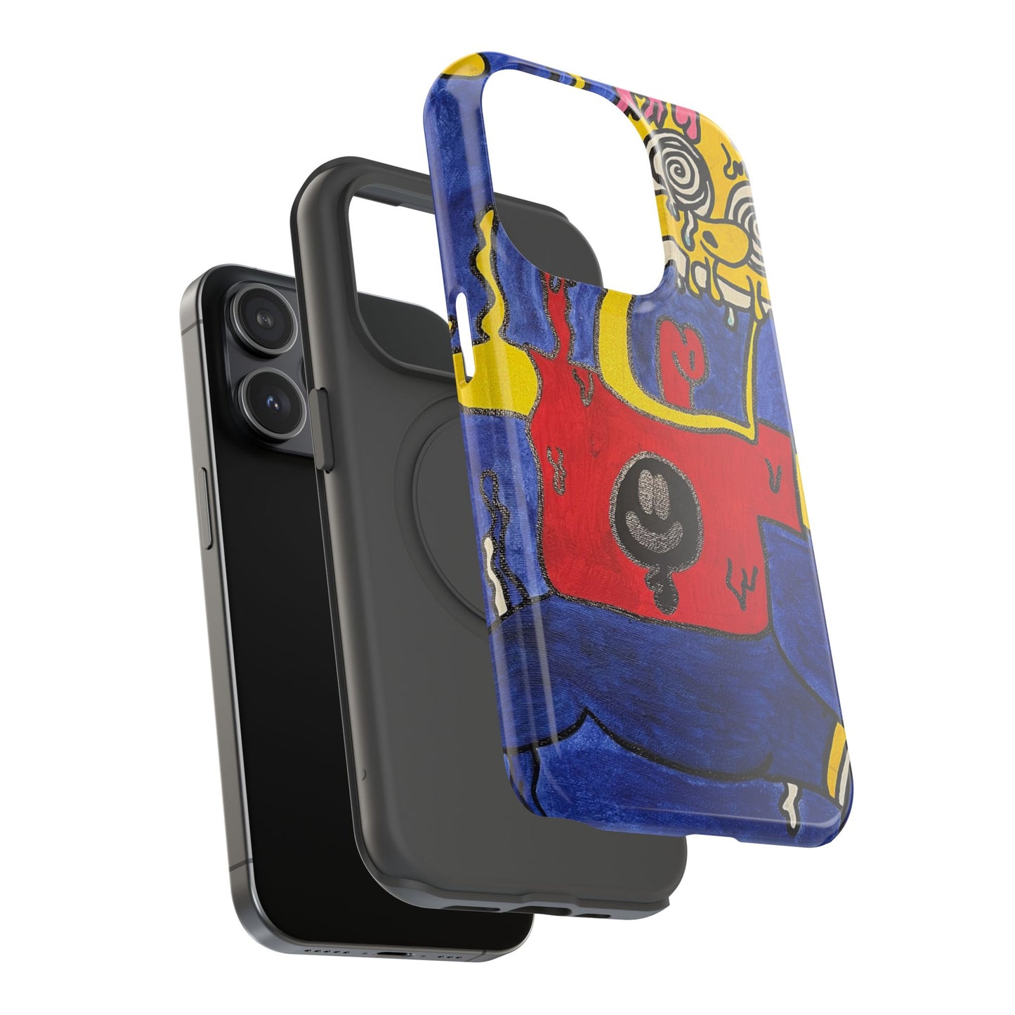 Colorful Impact-Resistant Phone Cases - Funky Artwork Cover, Phone Protection, Unique Gift, Fun Design, Cartoon Style