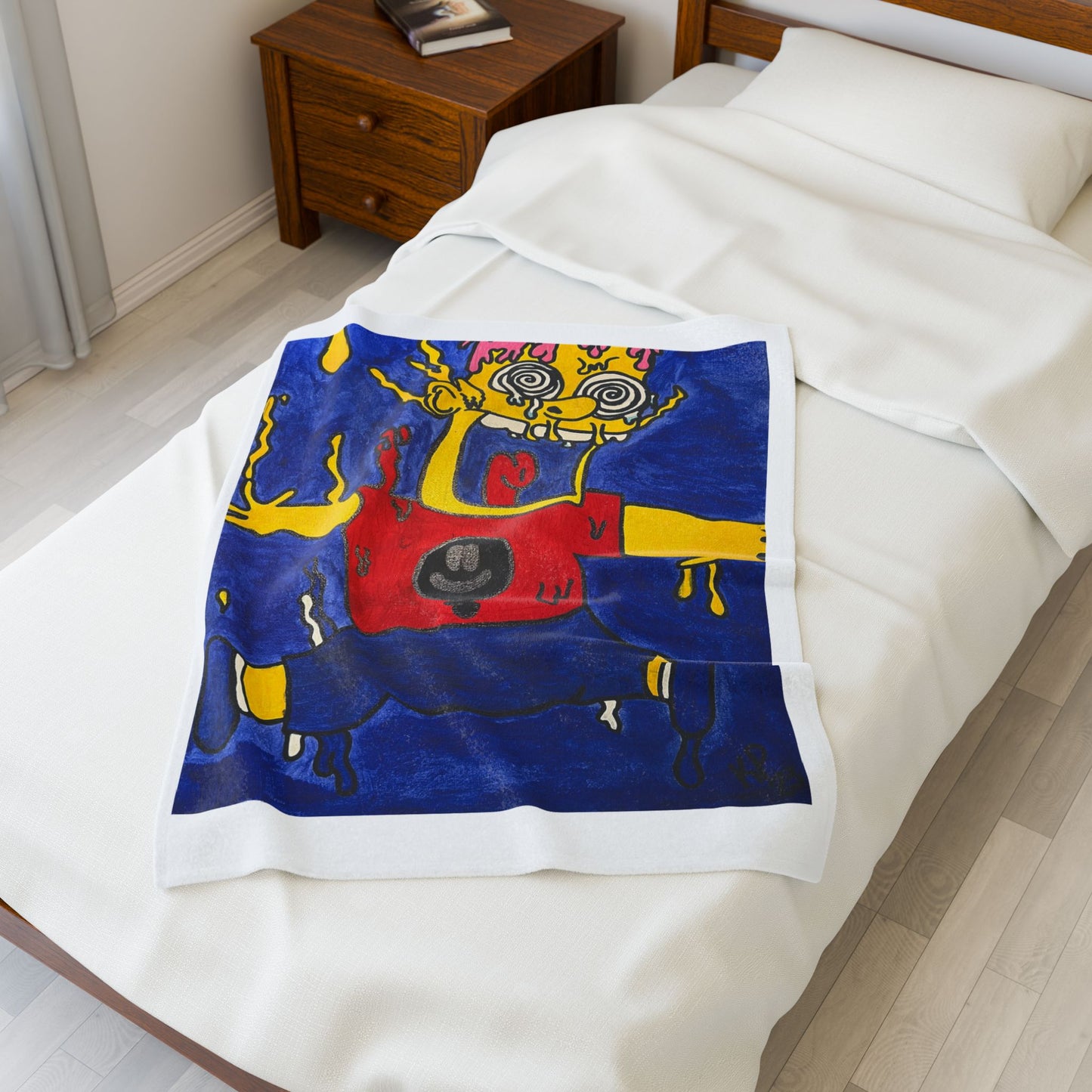 Vibrant Cartoon-Inspired Velveteen Plush Blanket, Cozy Throw, Gift for Kids, Unique Home Decor, Snuggly Blanket for All Occasions