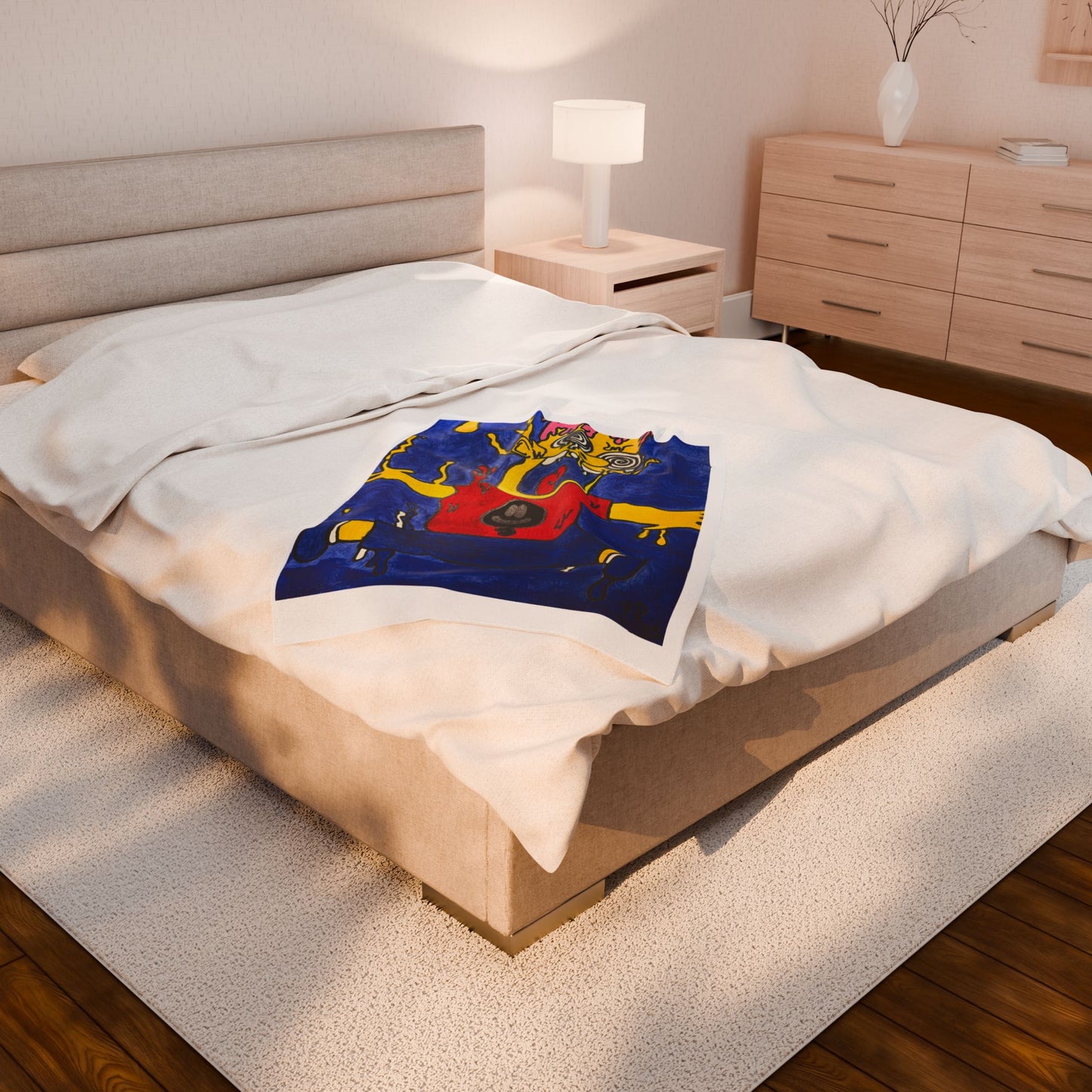 Vibrant Cartoon-Inspired Velveteen Plush Blanket, Cozy Throw, Gift for Kids, Unique Home Decor, Snuggly Blanket for All Occasions