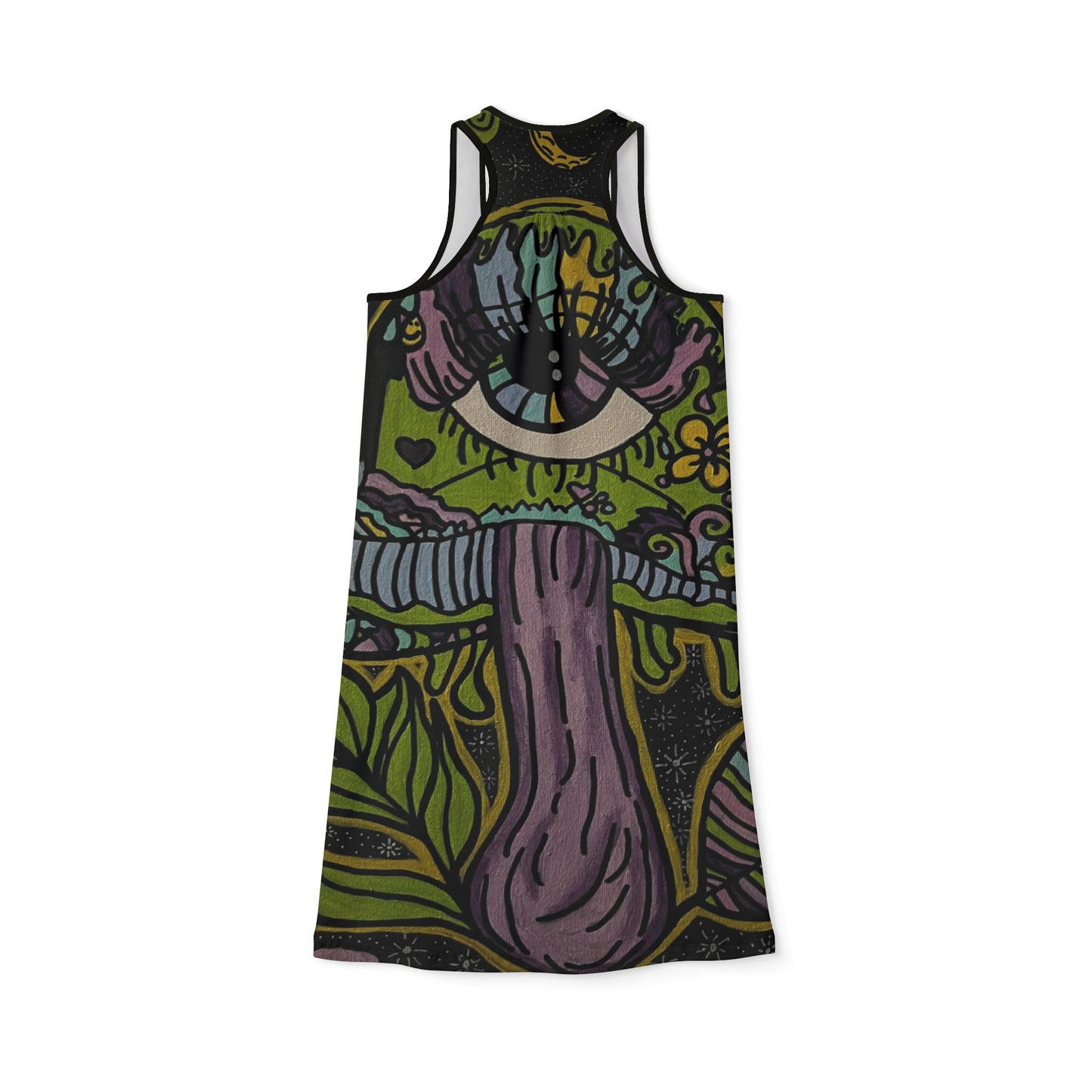 Psychedelic Art Racerback Dress for Free Spirits, Festival Outfit, Bohemian Summer Dress, Vibrant Beach Dress, Unique Party Wear