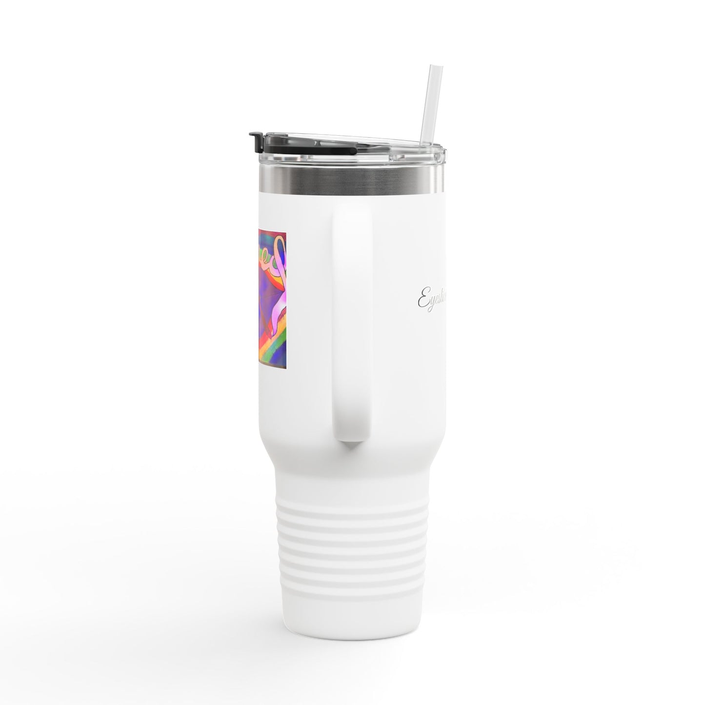 Rainbow Lip Insulated Travel Mug, 40oz - Colorful Drinkware for Road Trips, Outdoor Adventures, Gatherings, Gifts