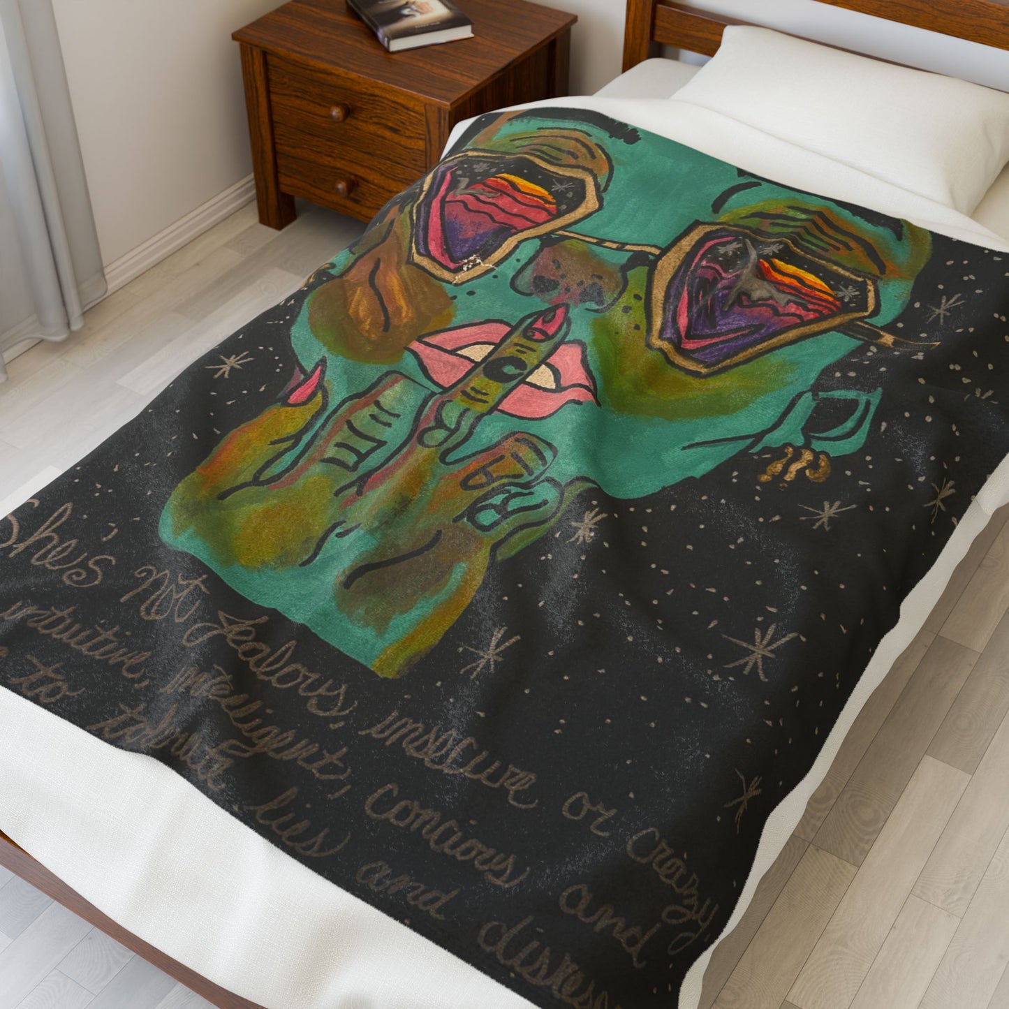 Vibrant Artist Blanket - Cozy Velveteen Plush Throw, Inspirational Home Decor, Unique Gift for Art Lovers, Perfect for Relaxation