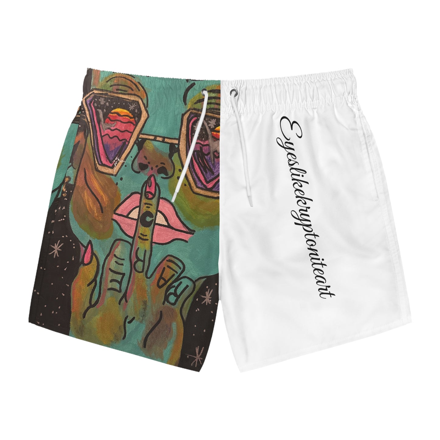 Vibrant Artistic Swim Trunks, Beachwear, Summer Apparel, Unique Swim Shorts, Tropical Vacation, Gift for Water Lovers